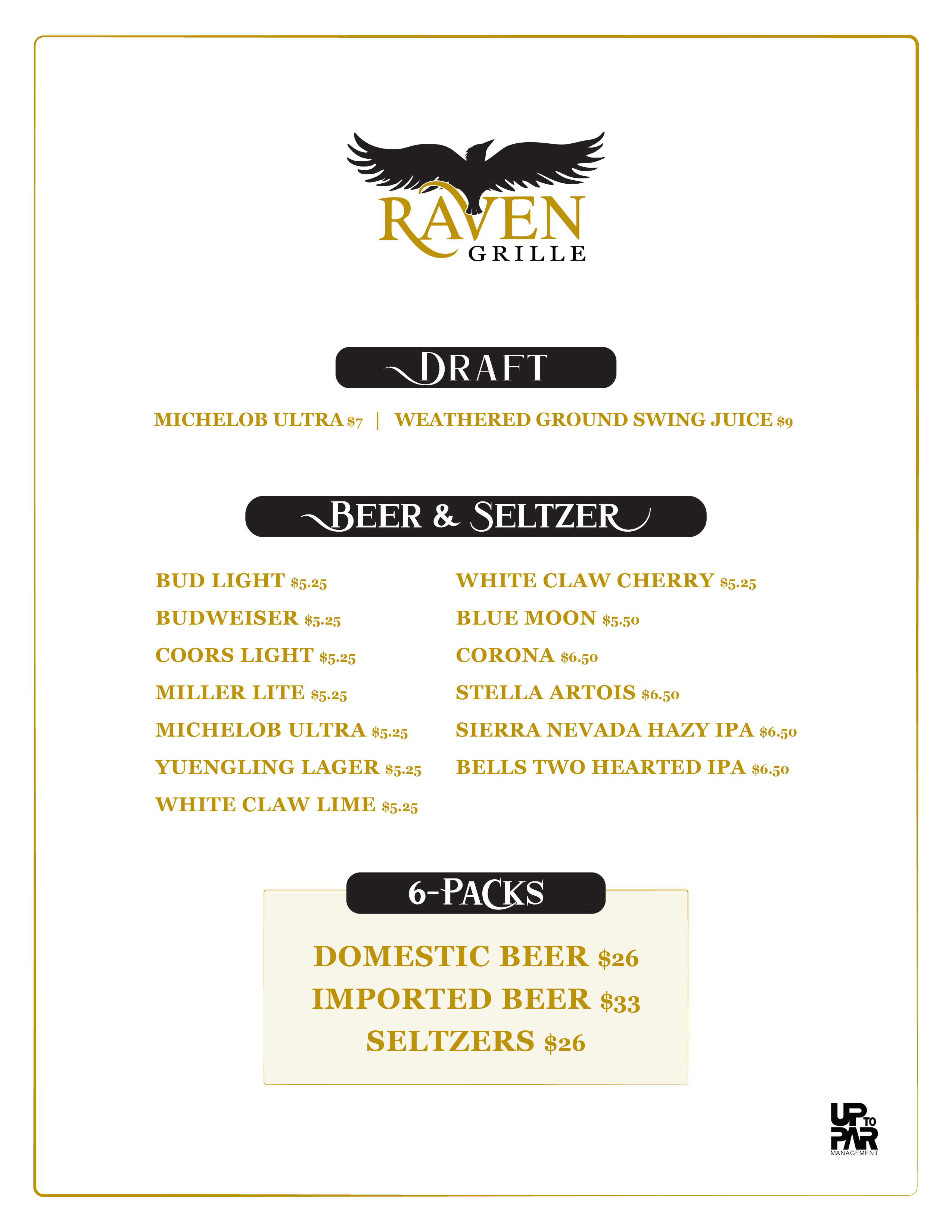 Raven Grille menu at Snowshoe Mountain Resort