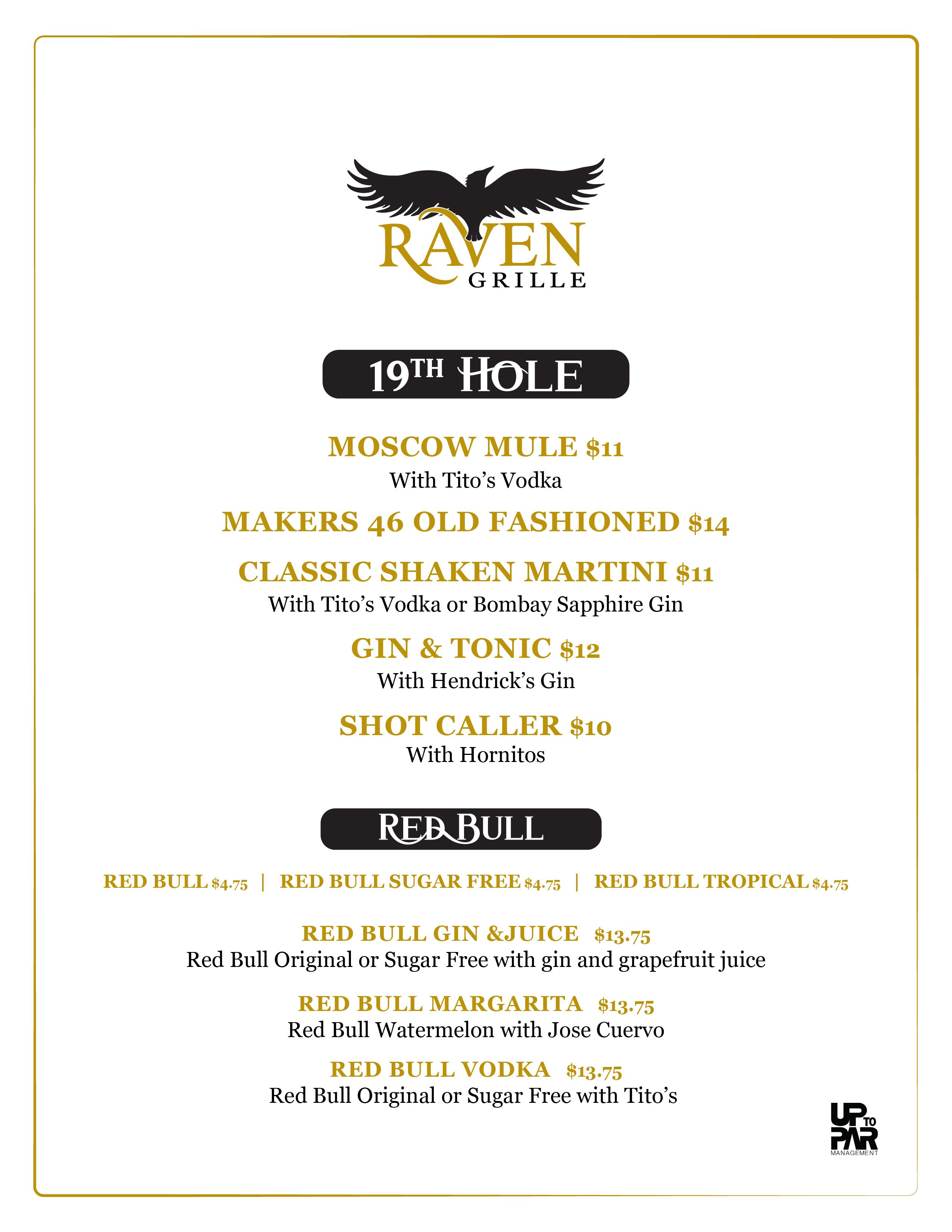 Raven Grille menu at Snowshoe Mountain Resort