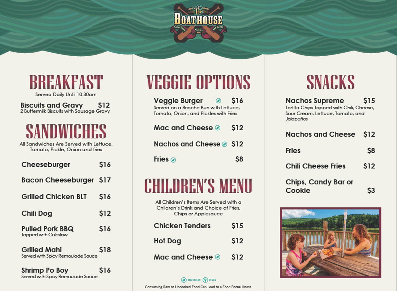 The Boathouse Menu | Snowshoe Mountain