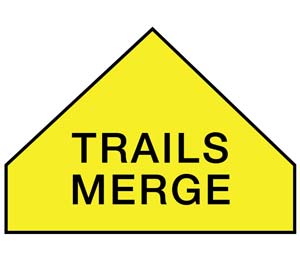 bike park trails merge sign