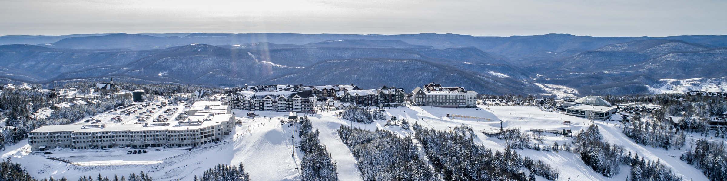 Snowy Village Aerial View