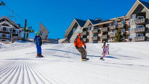 Snowboarders at Snowshoe Mountain